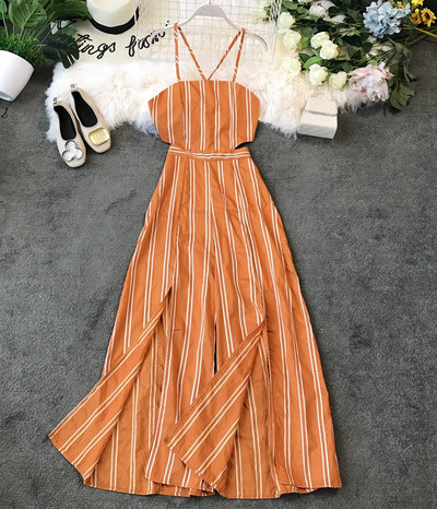 Model nou de salopetă de damă cu fante și bretele subțiri în mai multe culori