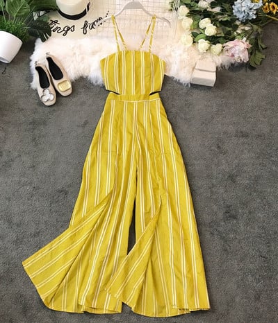 Model nou de salopetă de damă cu fante și bretele subțiri în mai multe culori