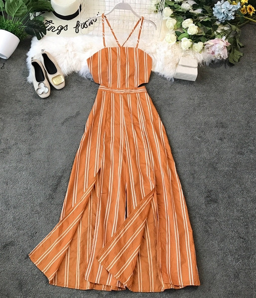 Model nou de salopetă de damă cu fante și bretele subțiri în mai multe culori