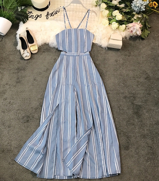 Model nou de salopetă de damă cu fante și bretele subțiri în mai multe culori