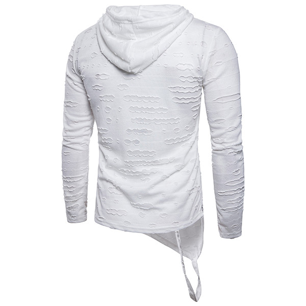 Modern férfi blúz két színben kapucni aszimmetrikus modellel