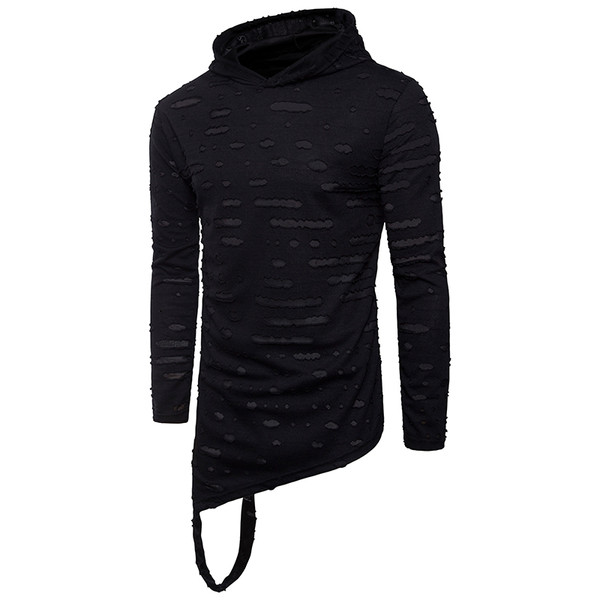 Modern férfi blúz két színben kapucni aszimmetrikus modellel