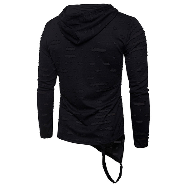 Modern férfi blúz két színben kapucni aszimmetrikus modellel
