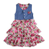 Rochie moderna pentru copii in doua culori cu decolteu in V