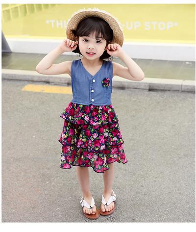 Rochie moderna pentru copii in doua culori cu decolteu in V