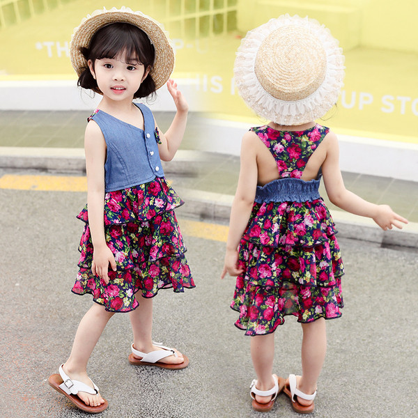 Rochie moderna pentru copii in doua culori cu decolteu in V