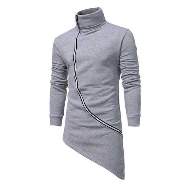 Modern férfi blúz magas gallérral és cipzárral három színben