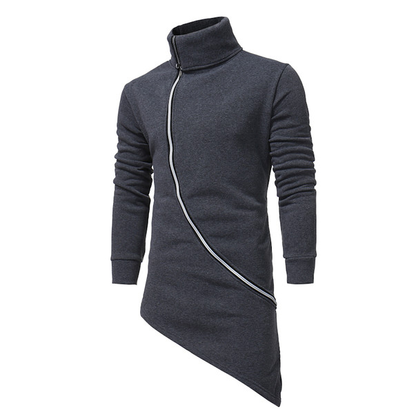 Modern férfi blúz magas gallérral és cipzárral három színben