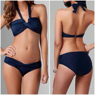 Fém rögzítésű fürdőruha fekete és kék színben