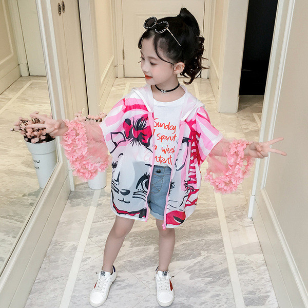 Geaca de primavara pentru copii cu gluga pentru fete