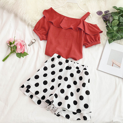 Μοντέρνο γυναικείο σετ από δύο κομμάτια σορτς + μπλούζα σε διάφορα χρώματα