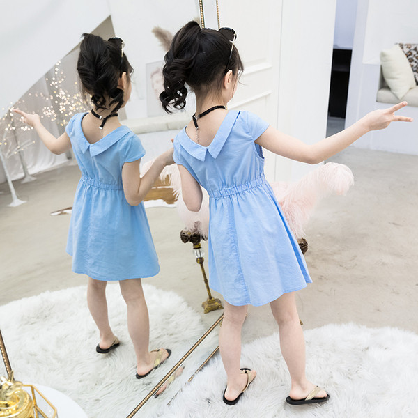 Rochie moderna pentru copii cu broderie in doua culori