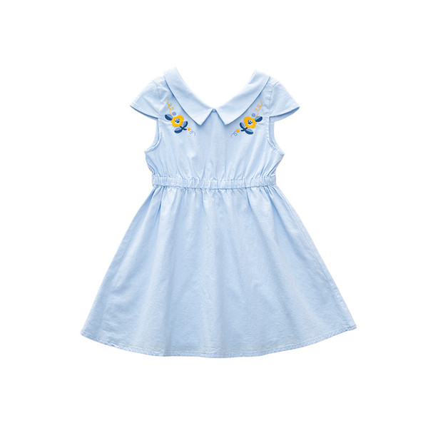 Rochie moderna pentru copii cu broderie in doua culori