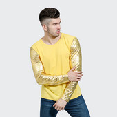 Stílusos férfi blúz három színben O-nyakkal