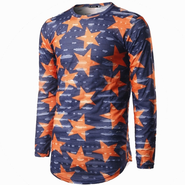 Modern férfi blúz két színben-aszimmetrikus modellben