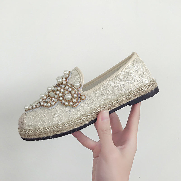 Pantofi dama casual cu perle decorative in doua culori