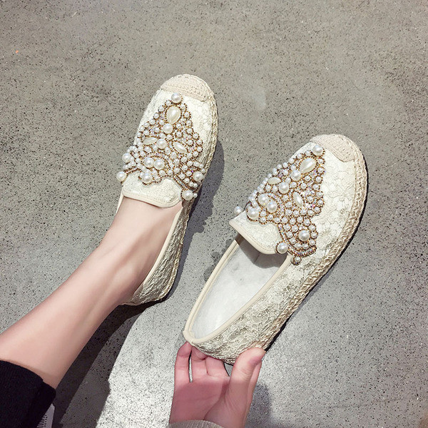 Pantofi dama casual cu perle decorative in doua culori