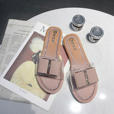 Papuci de dama moderni in patru culori cu un element stralucitor