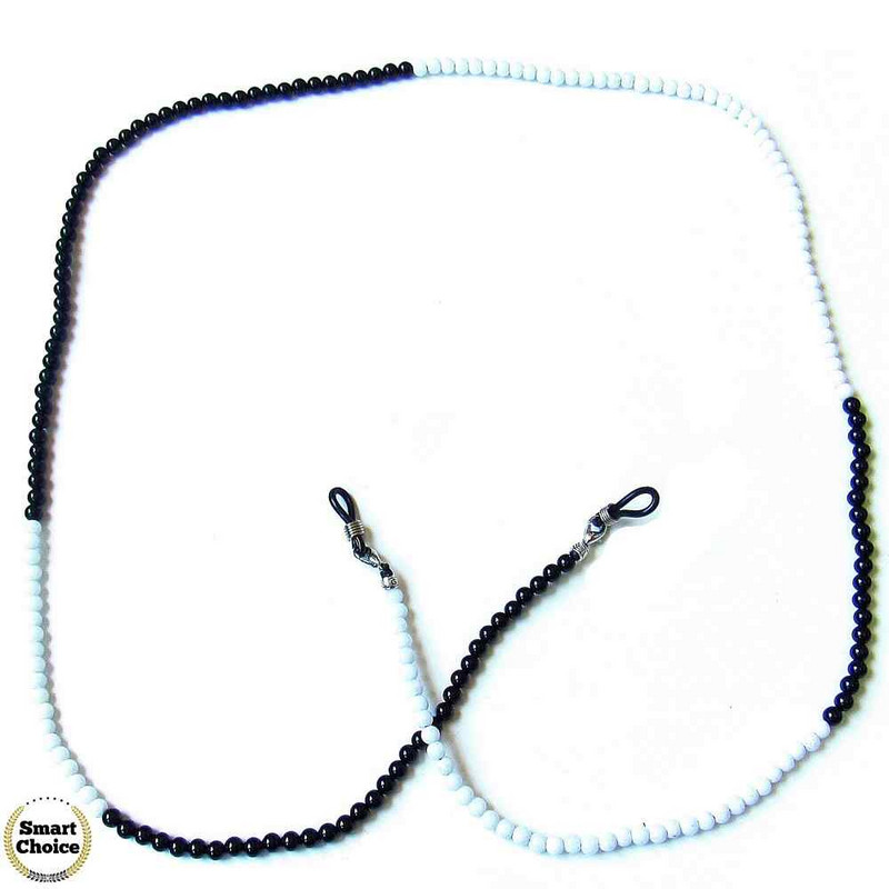 Връзка за очила 'Ин и Ян' от естествени камъни бял и черен Оникс