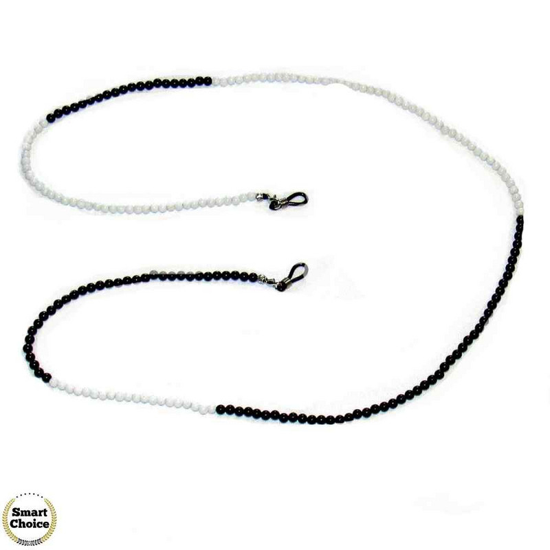 Връзка за очила 'Ин и Ян' от естествени камъни бял и черен Оникс