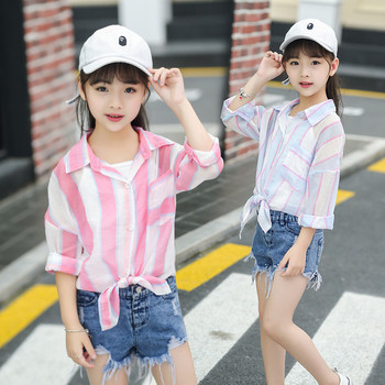 Модерна детска риза за момичета в два цвята