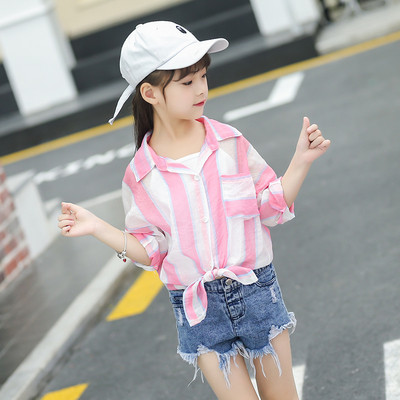 Μοντέρνο παιδικό πουκάμισο για τα κορίτσια σε δύο χρώματα