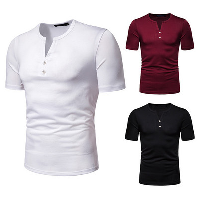 Μοντέρνο ανδρικό μπλουζάκι T-shirt σε τρία χρώματα με κουμπιά