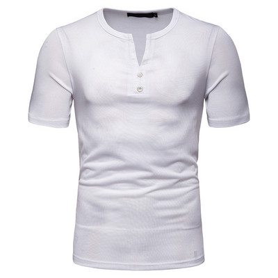 Μοντέρνο ανδρικό μπλουζάκι T-shirt σε τρία χρώματα με κουμπιά