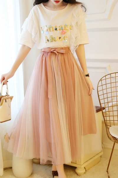 Set de dama modern din doua parti tricou + fusta