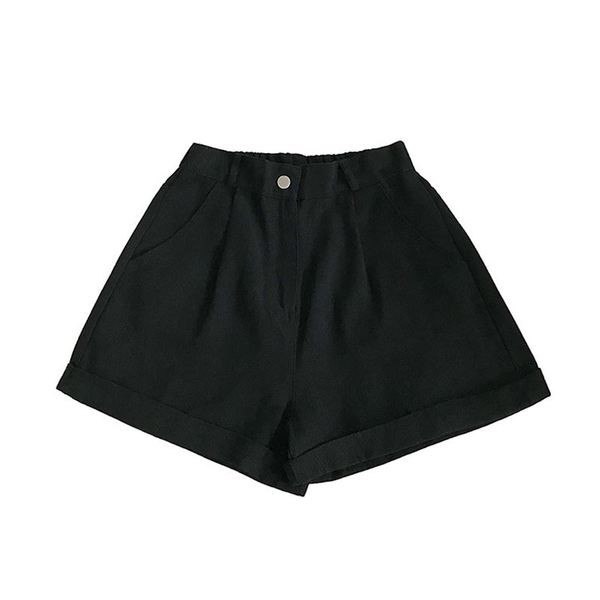 Pantaloni scurți moderni de damă în alb și negru cu talie înaltă