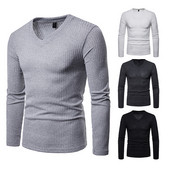 Férfi alkalmi blúz négy színben V-nyakkal