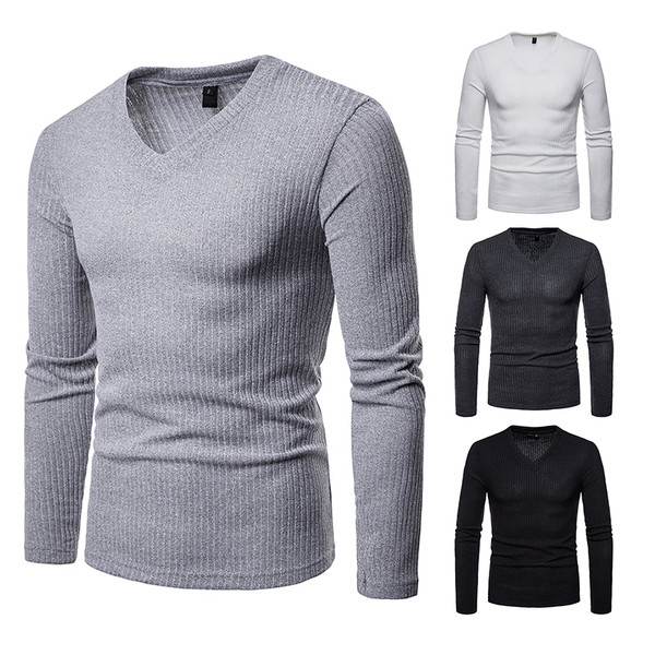 Férfi alkalmi blúz négy színben V-nyakkal