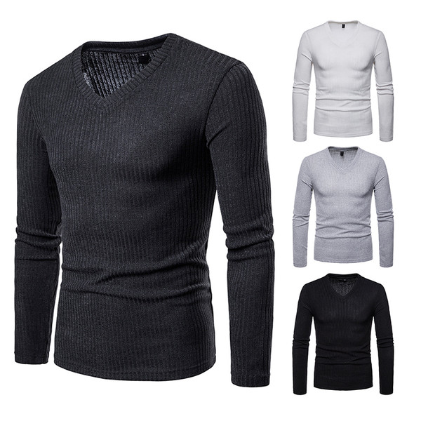 Férfi alkalmi blúz négy színben V-nyakkal