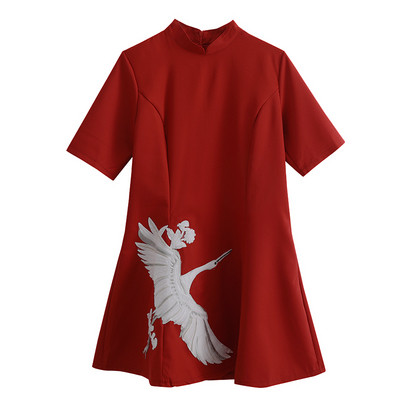 Új modell női alkalmi ruha szabású modell fekete-piros mintával