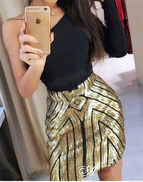 Stílusos női szoknya flitterekkel, magas derékkal, két színben