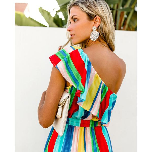 Modern női nyári ruha aszimmetrikus modell két színben