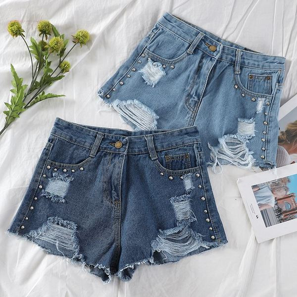 Modern női rövid farmer több színben, szakadt motívummal