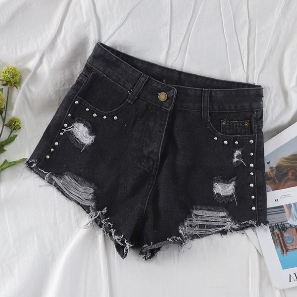 Modern női rövid farmer több színben, szakadt motívummal