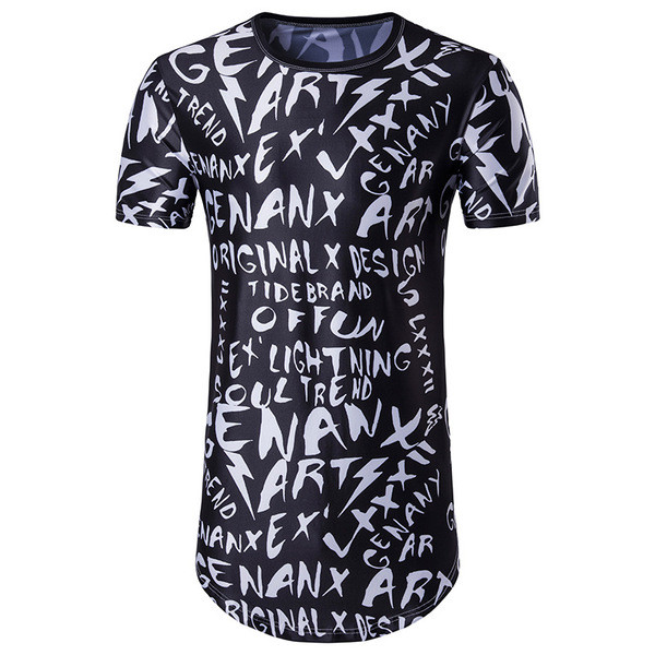 Tricou elegant pentru bărbați, negru, cu inscripții