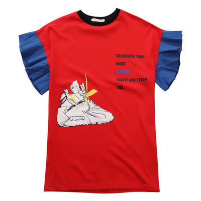 Μοντέρνο παιδικό χιτώνιο με εφαρμογή και επιγραφές για κορίτσια