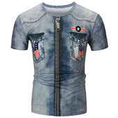 Modern férfi póló kék rátéttel