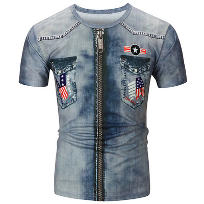 Modern férfi póló kék rátéttel