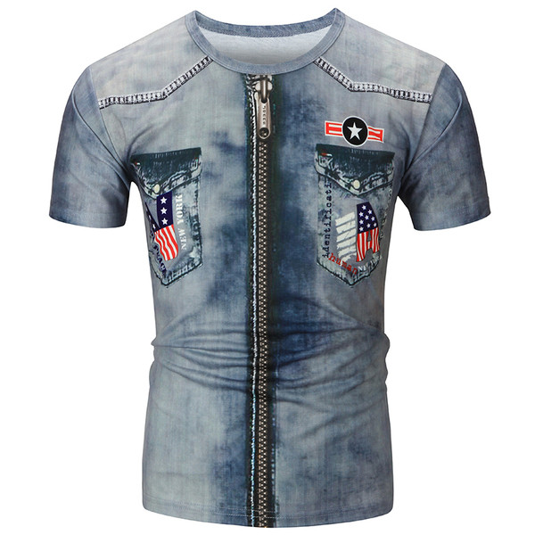 Modern férfi póló kék rátéttel