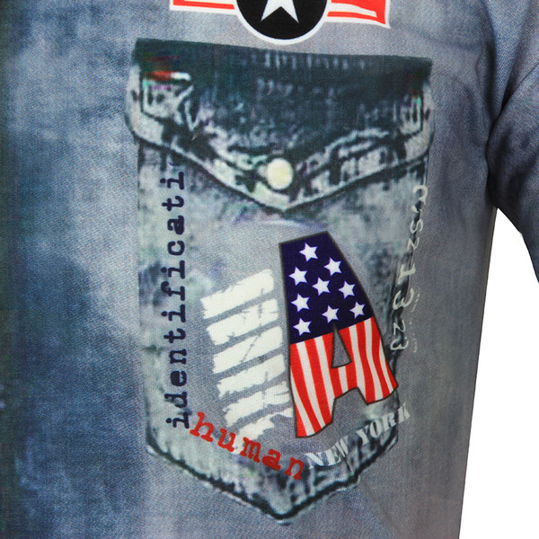 Modern férfi póló kék rátéttel