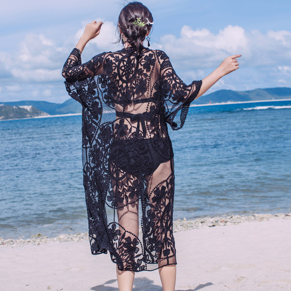 Pareo dama din dantela de culoare neagra