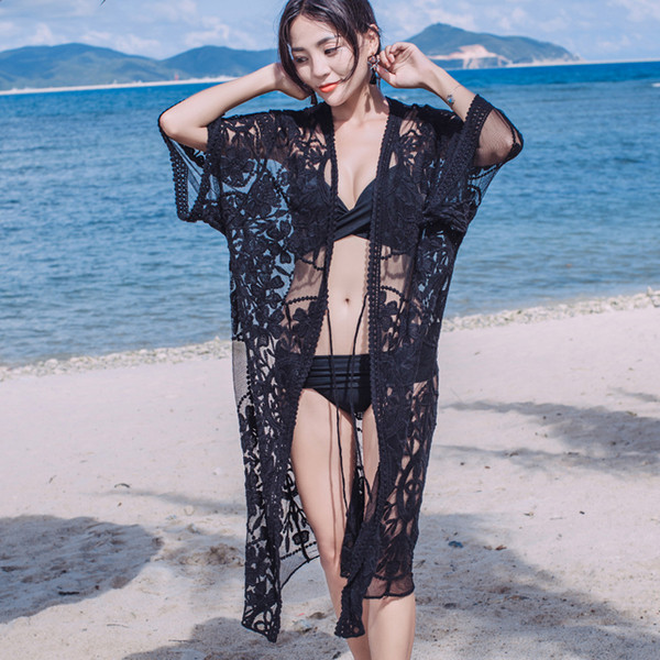 Pareo dama din dantela de culoare neagra