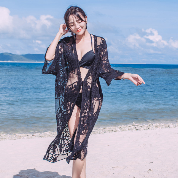 Pareo dama din dantela de culoare neagra