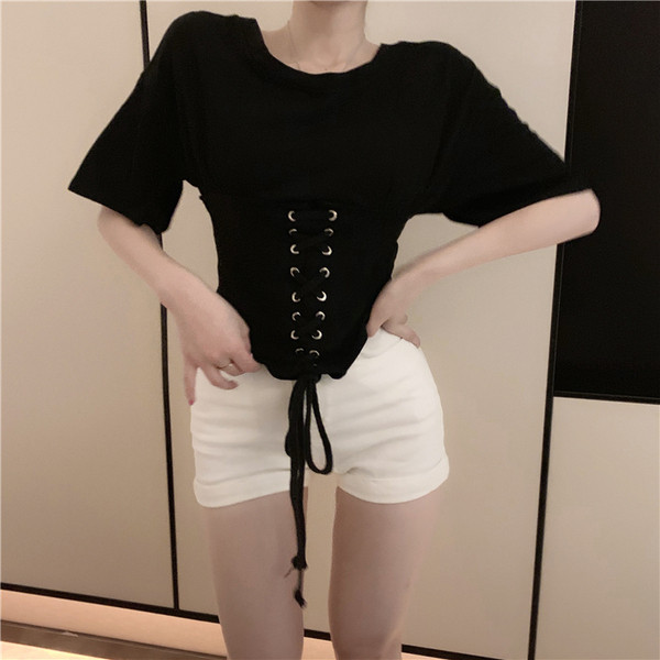 Καθημερινό  γυναικείο T-shirt με φερμουάρ και φερμουάρ σε μαύρο και γκρι χρώμα