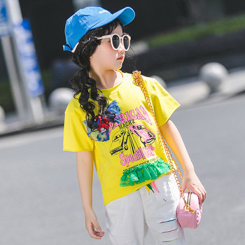Модерна детска тениска за момичета в два цвята 