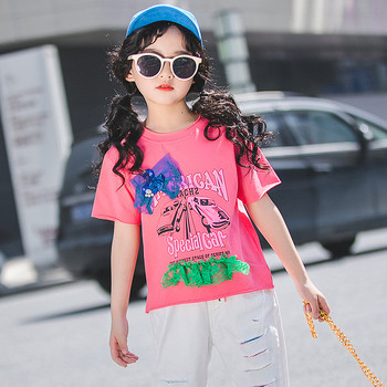 Модерна детска тениска за момичета в два цвята 